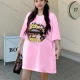 Wholesale Women's Casual Round Neck Graphic Print Rhinestone Short Sleeve Drop Shoulder Tee 0677-7# Pink Clothing Wholesale Market Liuhua