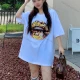 Wholesale Women's Casual Round Neck Graphic Print Rhinestone Short Sleeve Drop Shoulder Tee 0677-7# White Clothing Wholesale Market Liuhua