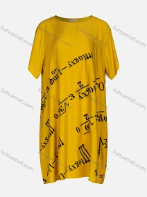 Wholesale Women's Casual Crew Neck Short Sleeve Formula Print Dress 2012#, LIUHUA CLOTHING WHOLESALE