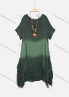 Wholesale Women's Scoop Neck Tie Dye Layered Hanky Hem Midi Tee Dress With Wooden Elephant Beads Necklace 3022# - Liuhuamall