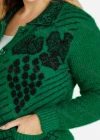 Wholesale Women's Collared Button Front Dual Pockets Floral Knitted Coat - Liuhuamall