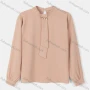Wholesale Women's Causal Tie Neck Long Sleeve Plain Blouse preview