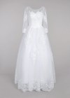 Wholesale Women's Glamorous Embroidery Pearl Decor Round Neck Beaded Corset Bodice Classic Tulle Wedding Dress - Liuhuamall