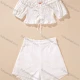 Wholesale Women's Casual Shirred Crop Tops&Eyelet Embroidered Shorts 2 Piece Sets White Clothing Wholesale Market Liuhua