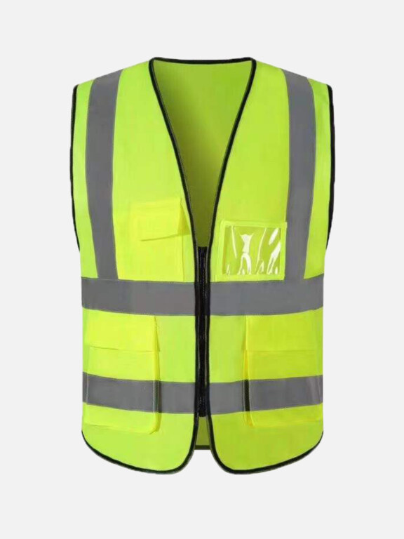 High Visibility Zipper Front Safety Vest With Reflective Strips and Pockets, Clothing Wholesale Market -LIUHUA, SPECIALTY, Other-Clothing