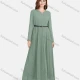 Wholesale Women's Chiffon Plain V Neck Long Sleeve Pleated Dress With Belt 5# Clothing Wholesale Market Liuhua