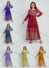 Wholesale Women's Elegant Embroidery Round Neck Long Sleeve Maxi Dress - Liuhuamall