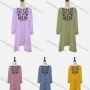 Wholesale Women's Casual Embroidered Drawstring Bateau Neck Poet Sleeve Short Dress preview