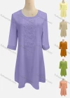 Wholesale Women's Casual Round Neck Embroidered Pearl Decor 3/4 Sleeve Ruffle Hem Short Dress - Liuhuamall