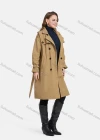 Wholesale Women's Casual Lapel Double Breasted Mid Length Trench Coat With Belt - Liuhuamall