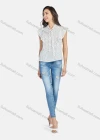 Wholesale Women's Casual Pin Dot Tie Neck Lace Trim Blouse - Liuhuamall