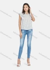 Wholesale Women's Casual Pin Dot Tie Neck Lace Trim Blouse - Liuhuamall