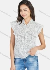 Wholesale Women's Casual Pin Dot Tie Neck Lace Trim Blouse - Liuhuamall