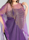 Wholesale Women's Arabic Dubai Glamorous Sequin Translucent Triangle Hem Muslim Islamic Cover Up Cloak - Liuhuamall