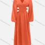 Wholesale Women's Casual V Neck Lantern Sleeve Hollow Out Maxi Dress preview