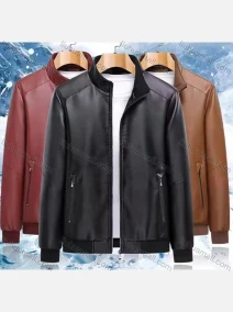 Wholesale Men's Stand Collar Zipper Pockets Plan Oversize Leather Jacket 9995#, LIUHUA CLOTHING WHOLESALE