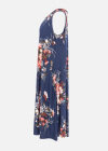 Wholesale Women's Casual Sleeveless Round Neck Floral Print Pleated Midi Dress - Liuhuamall