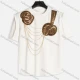 Wholesale Women's Casual Round Neck Plain Sequin Beaded Chain Decor Short Sleeve Tee 2324-1# White Clothing Wholesale Market Liuhua