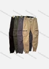 Wholesale Men's Casual Plain Multiple Pockets Elastic Waist Drawstring Cargo Pants 1208# - Liuhuamall
