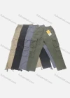 Wholesale Men's Casual Plain Multiple Flap Pockets Elastic Waist Cargo Pants 1892# - Liuhuamall