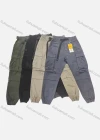 Wholesale Men's Casual Plain Multiple Flap Pockets Elastic Waist Drawstring Cargo Pants 1895# - Liuhuamall