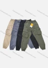 Wholesale Men's Casual Plain Multiple Pockets Zip Decor Elastic Waist Drawstring Cargo Pants 1897# - Liuhuamall
