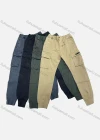 Wholesale Men's Casual Plain Multiple Pockets Drawstring Elastic Waist Cargo Pants 8096# - Liuhuamall