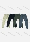 Wholesale Men's Casual Plain Flap Pockets Drawstring Elastic Waist Cargo Pants 9325# - Liuhuamall