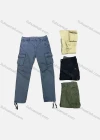 Wholesale Men's Casual Plain Multiple Pockets Drawstring Cargo Pants 9368# - Liuhuamall