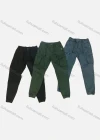 Wholesale Men's Casual Plain Multiple Pockets Drawstring Elastic Waist Cargo Pants 9395# - Liuhuamall