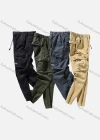 Wholesale Men's Casual Plain Drawstring Multiple Pockets Elastic Waist Cargo Pants 9929# - Liuhuamall