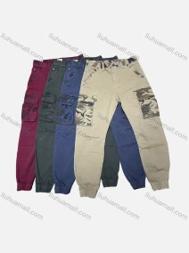 Wholesale Men's Casual Plain Splicing Camouflage Multiple Pockets Cargo Pants W9032#, LIUHUA CLOTHING WHOLESALE