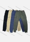 Wholesale Men's Casual Plain Drawstring Multiple Pockets Elastic Waist Cargo Pants W9071# - Liuhuamall