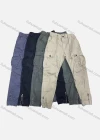 Wholesale Men's Casual Plain Multiple Pockets Drawstring Zip Decor Elastic Waist Cargo Pants W9102# - Liuhuamall