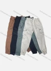 Wholesale Men's Casual Plain Multiple Pockets Drawstring Elastic Waist Cargo Pants W9201# - Liuhuamall