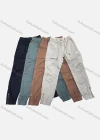 Wholesale Men's Casual Plain Multiple Pockets Drawstring Zip Decor Elastic Waist Cargo Pants W9301# - Liuhuamall