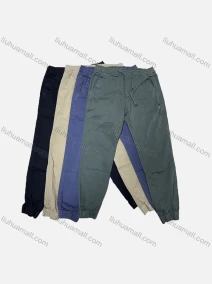 Wholesale Men's Casual Plain Patch Pocket Drawstring Elastic Waist Cargo Pants W9621#, LIUHUA CLOTHING WHOLESALE