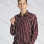 Wholesale Men's Fashion Striped Print Button Front Long Sleeve Shirt preview