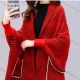 Wholesale Women's Casual Checkerboard Print Scarf Hem Pocket Cover Up Cardigan Red Clothing Wholesale Market Liuhua