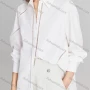 Wholesale Women's Casual Plain Long Sleeve Collared Button Down Curved Hem Hollow Out Shirt preview