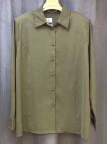 Wholesale Women's Casual Plain Long Sleeve Collared Button Down Shirt With Shoulder Pads, LIUHUA CLOTHING WHOLESALE