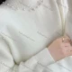 Wholesale Women's Casual Mock Neck Plain Pearl Decor Long Sleeve Sweater Top 635# White Clothing Wholesale Market Liuhua
