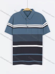 Wholesale Men's Casual Short Sleeve Button Front Multicolor Striped Polo Shirts, LIUHUA CLOTHING WHOLESALE