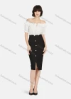 Wholesale Women's Causal Plain Zipper Button Decor Bodycon Skirt - Liuhuamall
