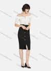 Wholesale Women's Causal Plain Zipper Button Decor Bodycon Skirt - Liuhuamall