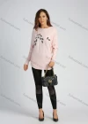 Wholesale Women's Flocking Leaf Rhinestone Round Neck Long Sleeve Pullover Knit Top - Liuhuamall