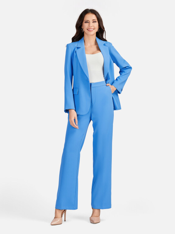 Women's Formal Lapel Plain Flap Pockets Single Breasted Blazer & Suit Pants 2-Piece Suit Sets 4042-1#, Clothing Wholesale Market -LIUHUA, WOMEN, Suits-Blazers