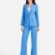 Women's Formal Lapel Plain Flap Pockets Single Breasted Blazer & Suit Pants 2-Piece Suit Sets 4042-1# Deep Sky Blue Clothing Wholesale Market -LIUHUA