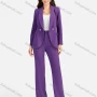 Wholesale Women's Formal Lapel Flap Pockets Button Decor Plain Blazer & Suit Pants 2-Piece Suit Sets 4043-3# preview