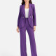 Women's Formal Lapel Flap Pockets Button Decor Plain Blazer & Suit Pants 2-Piece Suit Sets 4043-3# Purple Clothing Wholesale Market -LIUHUA